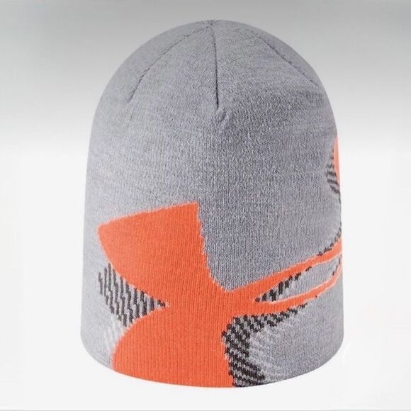 Under Armour Boys' Grey And Orand Large Logo Billboard Beanie OS - Picture 1 of 6